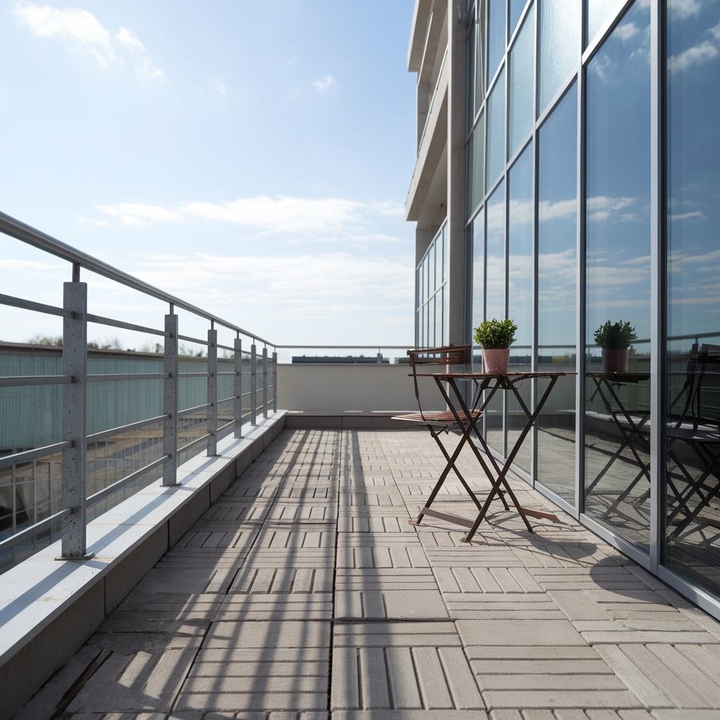 nowoczesny balkon z płytkami