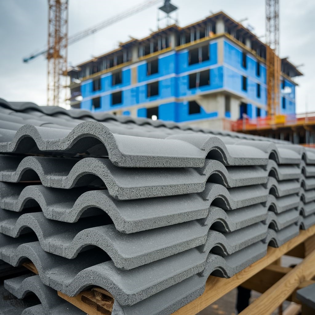 stos dachówek betonowych